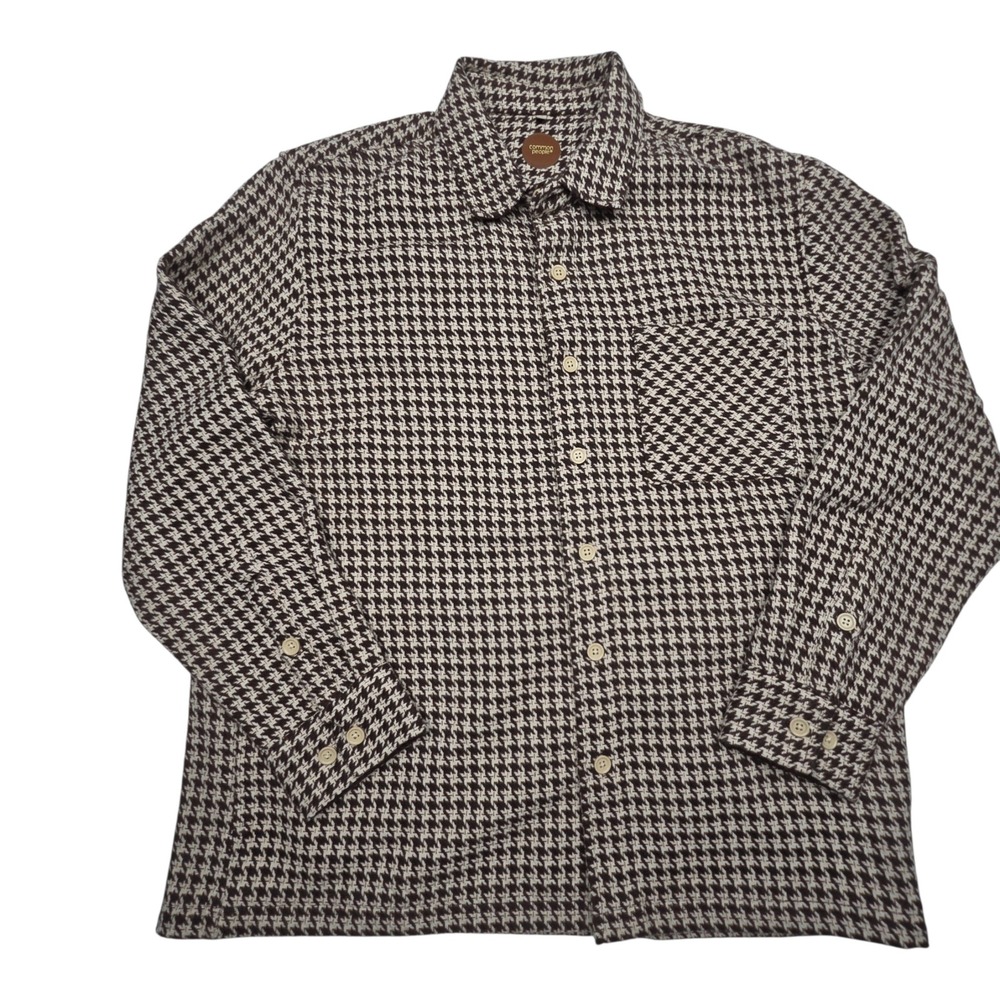Common People Shacket Shirt Jacket XL Brown Houndstooth Wool Blend Heritage Core